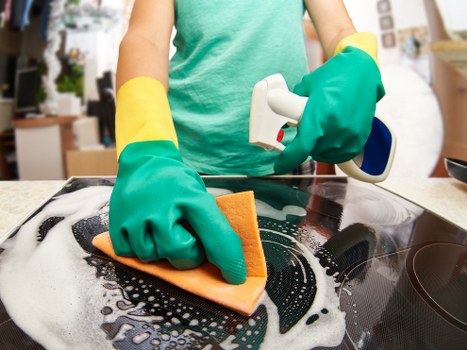 Local deep cleaning team working in a Camberwell apartment building
